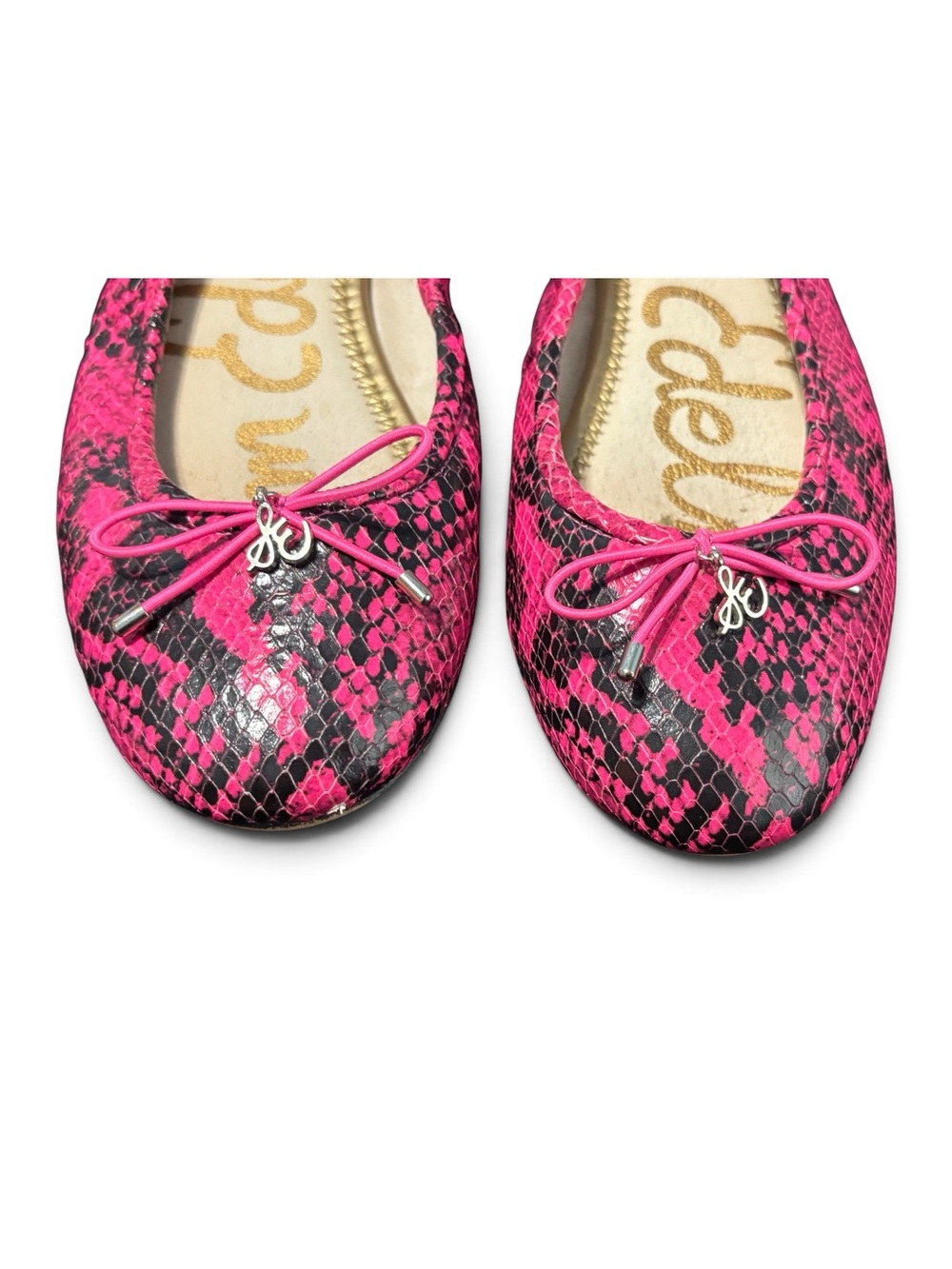Sam Edelman Hot Pink Snake-Print Ballet Flats - Picture 3 of 5